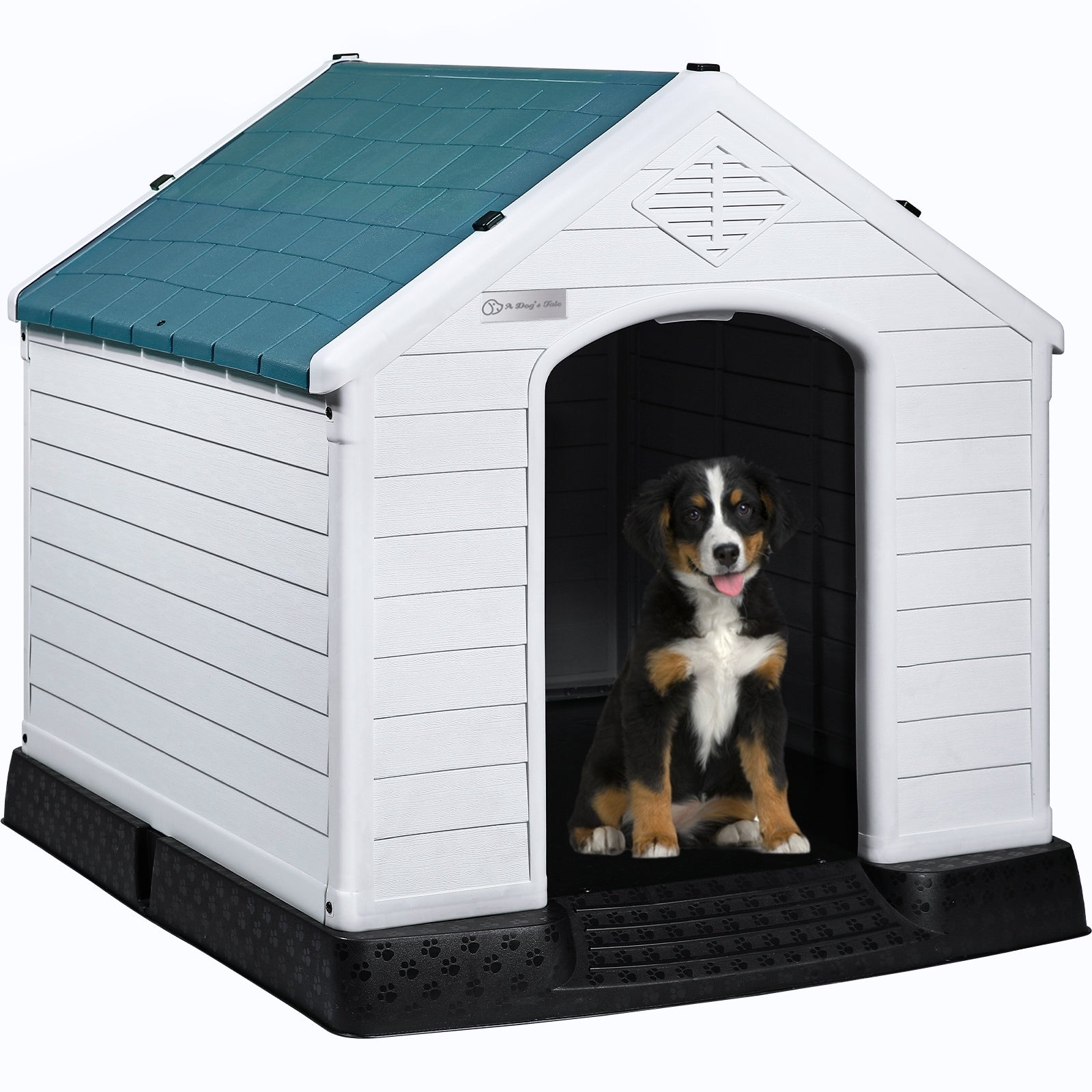 Niche pour chien BOSSIN en plastique pour chiens de petite et grande taille, niche isolée pour chiots d'intérieur et d'extérieur avec plancher surélevé