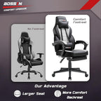 Chaise de jeu BOSSIN style racing, chaise de jeu grande taille (136 kg) avec dossier haut