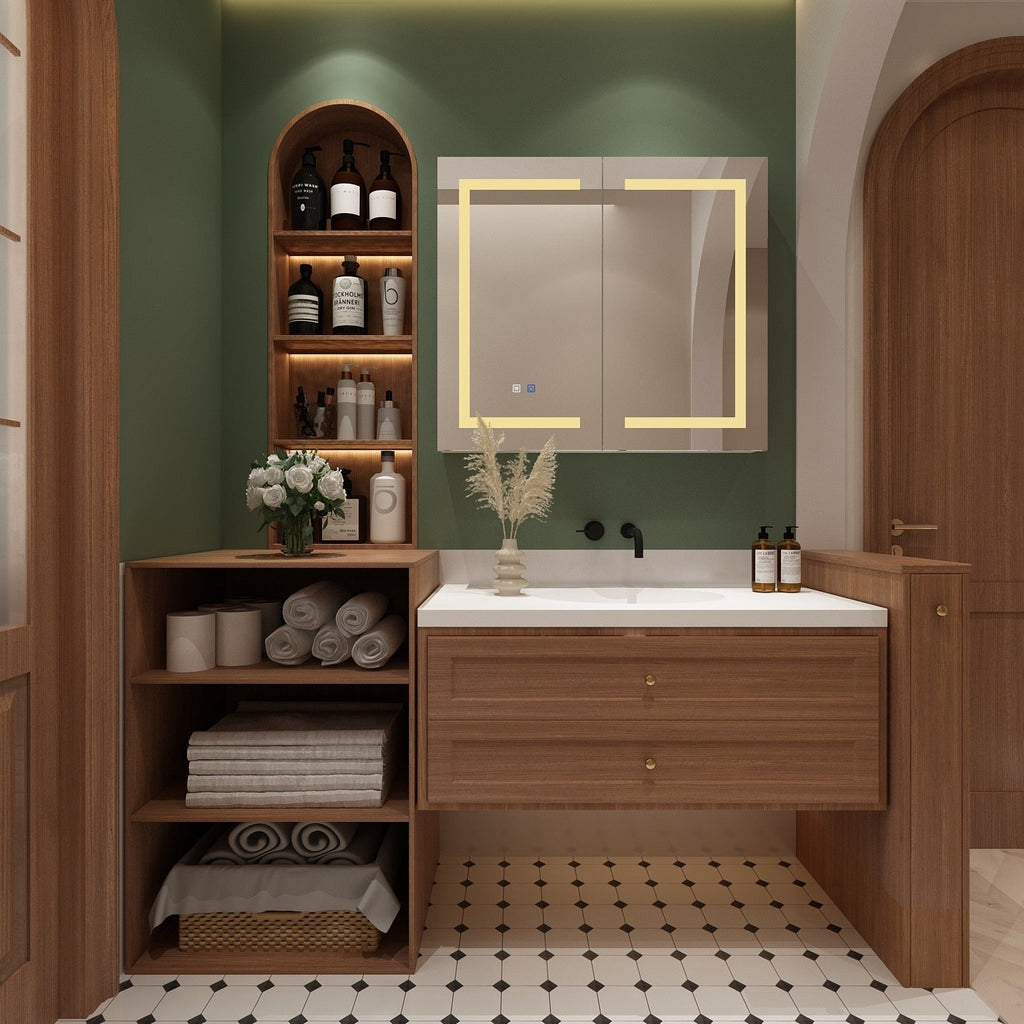 Armoire à pharmacie murale blanche avec miroir LED antibuée 6000K