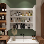 Armoire à pharmacie murale blanche avec miroir LED antibuée 6000K