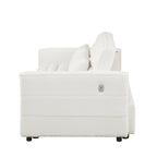 Beige 55.12 Boucle Loveseat Convertible Pull-Out Sofa Bed with Adjustable Back and 2 Waist Pillows for Living Room