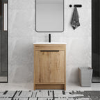 Meuble-lavabo Beingnext 24/30/36 avec vasque, meuble-lavabo autoportant avec porte à fermeture douce et étagère réglable