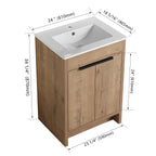 Meuble-lavabo Beingnext 24/30/36 avec vasque, meuble-lavabo autoportant avec porte à fermeture douce et étagère réglable