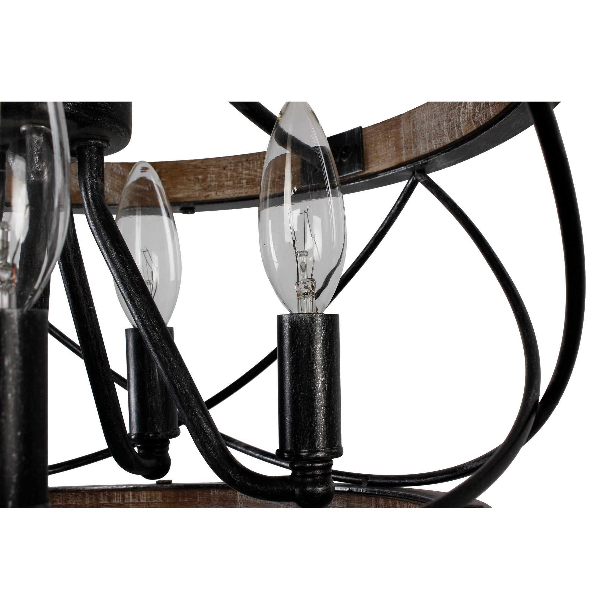 Lustre rustique Bella Depot à 5 lumières en bois avec cage, éclairage à intensité variable, suspension de style ferme réglable de 15,7 pouces pour îlot de cuisine