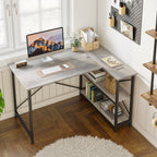Small L Shaped Desk with Storage Shelves Corner Computer Desk