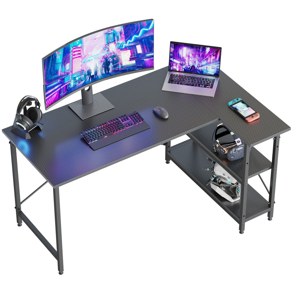 Small L Shaped Desk with Storage Shelves Corner Computer Desk