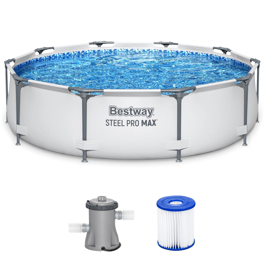 Piscine extérieure ronde hors sol Bestway Steel Pro MAX 10'x30 avec pompe - 10 pi x 30 po.