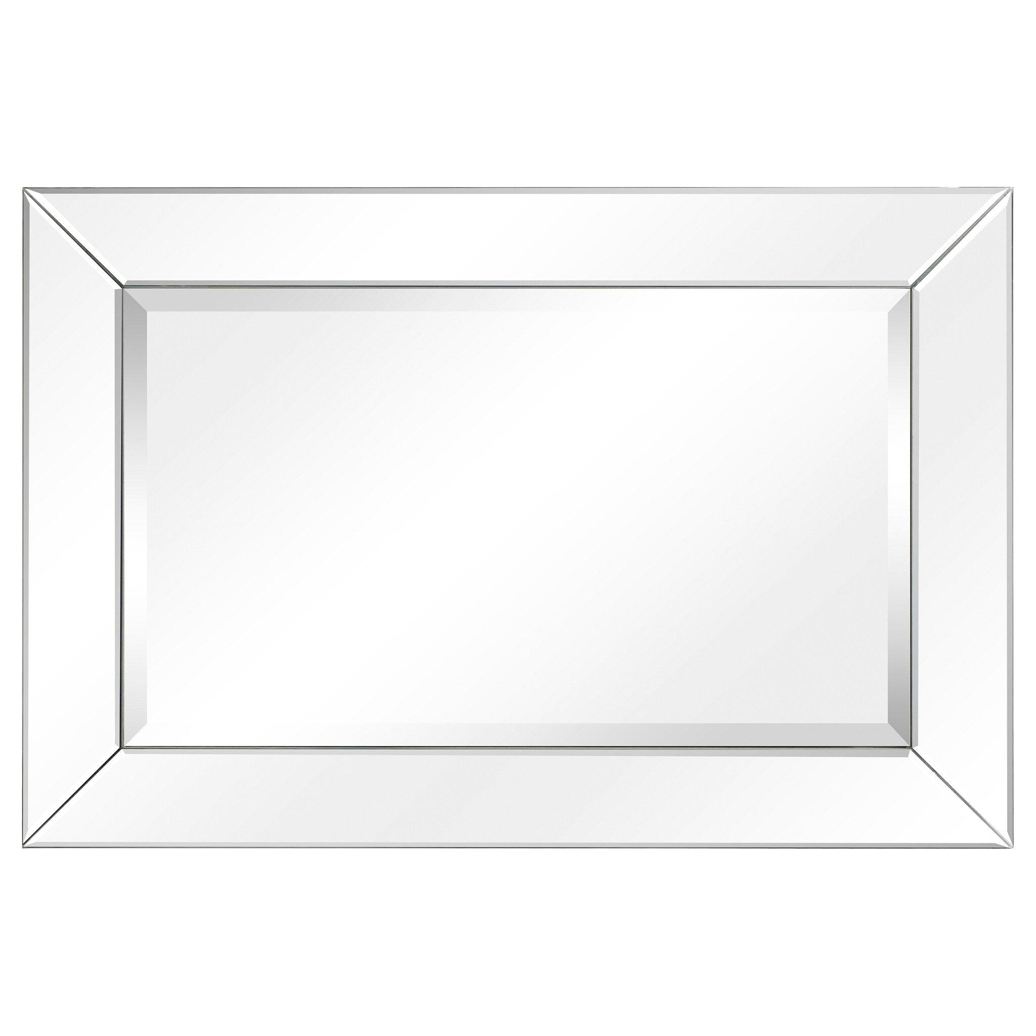 Miroir mural rectangulaire biseauté transparent HD pour salle de bain, coiffeuse, chambre, 3 tailles