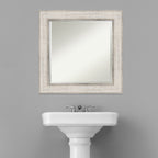 Miroir mural de salle de bain en bois biseauté - Cadre argenté à motif treillis - Argent treillis