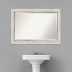 Miroir mural de salle de bain en bois biseauté - Cadre argenté à motif treillis - Argent treillis