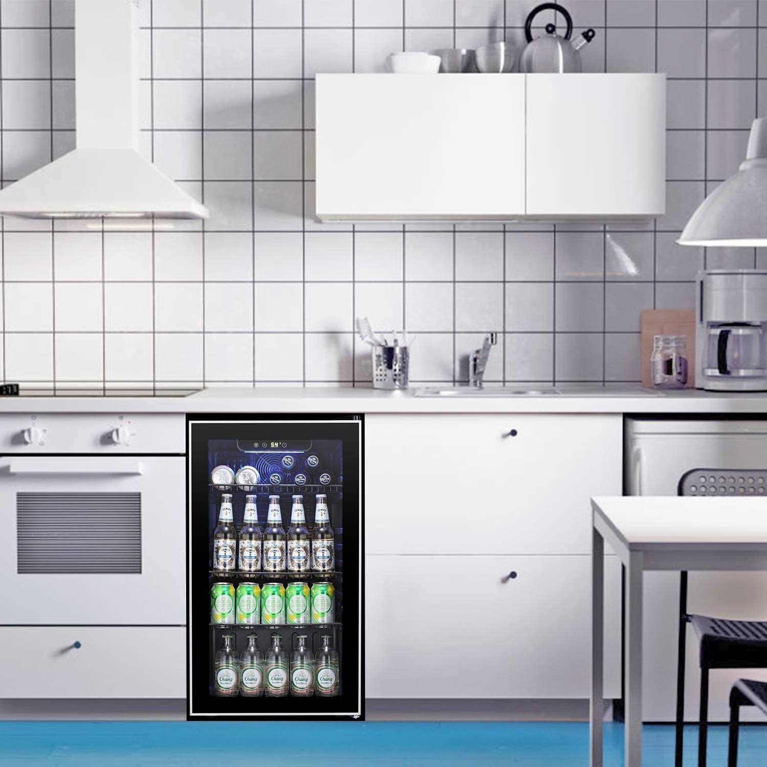 Réfrigérateur à boissons - Mini-réfrigérateur 120 canettes avec porte vitrée