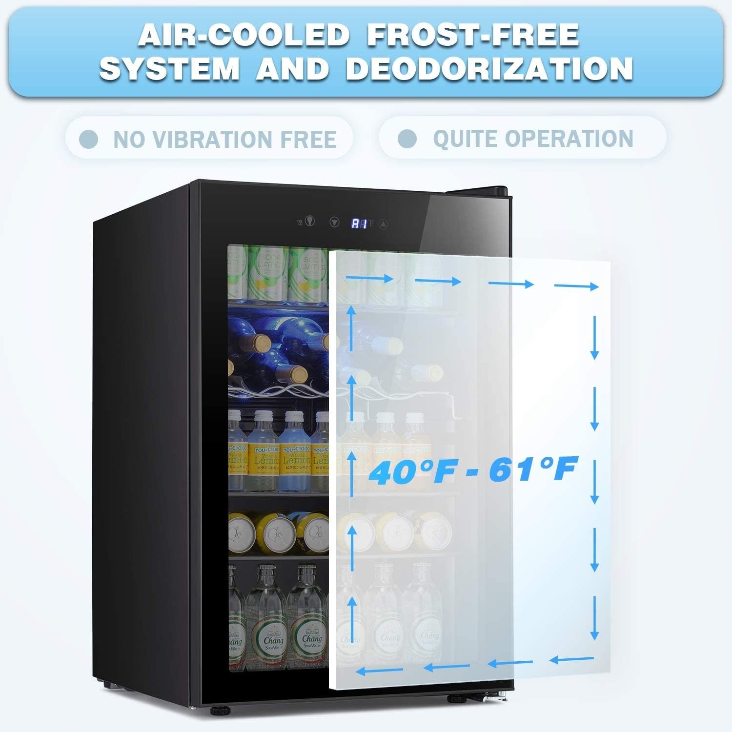 Cave à vin de 4,4 pi³ avec éclairage DEL et boutons tactiles, étagères amovibles, niveau sonore inférieur à 38 dB