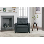 Black Faux Leather Convertible Sofa Bed with USB Ports