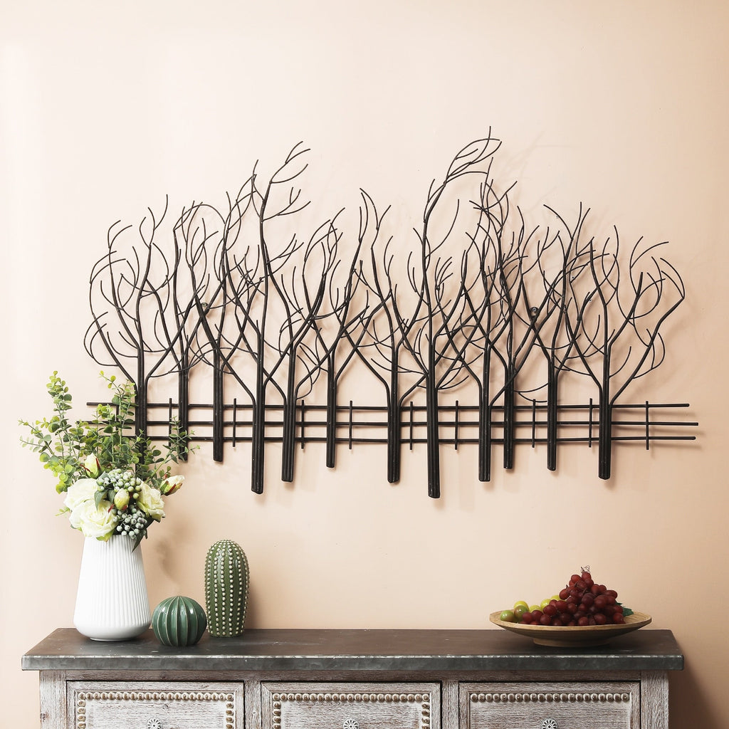 Décoration murale Champ d'arbres en métal noir