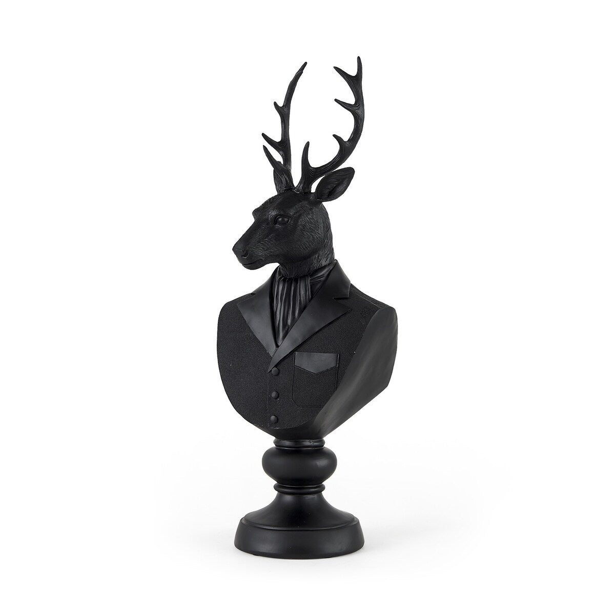Buste de cerf en résine noire, sculpté - 15 cm (L) x 20 cm (P) x 58 cm (H)