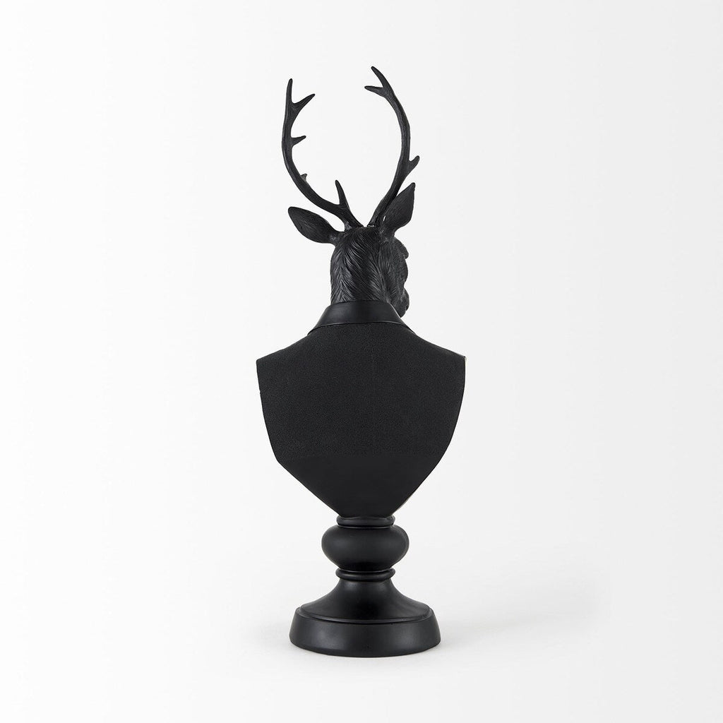 Buste de cerf en résine noire, sculpté - 15 cm (L) x 20 cm (P) x 58 cm (H)