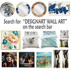 Bord de mer bleu avec coucher de soleil lointain - Tableau sur toile bord de mer