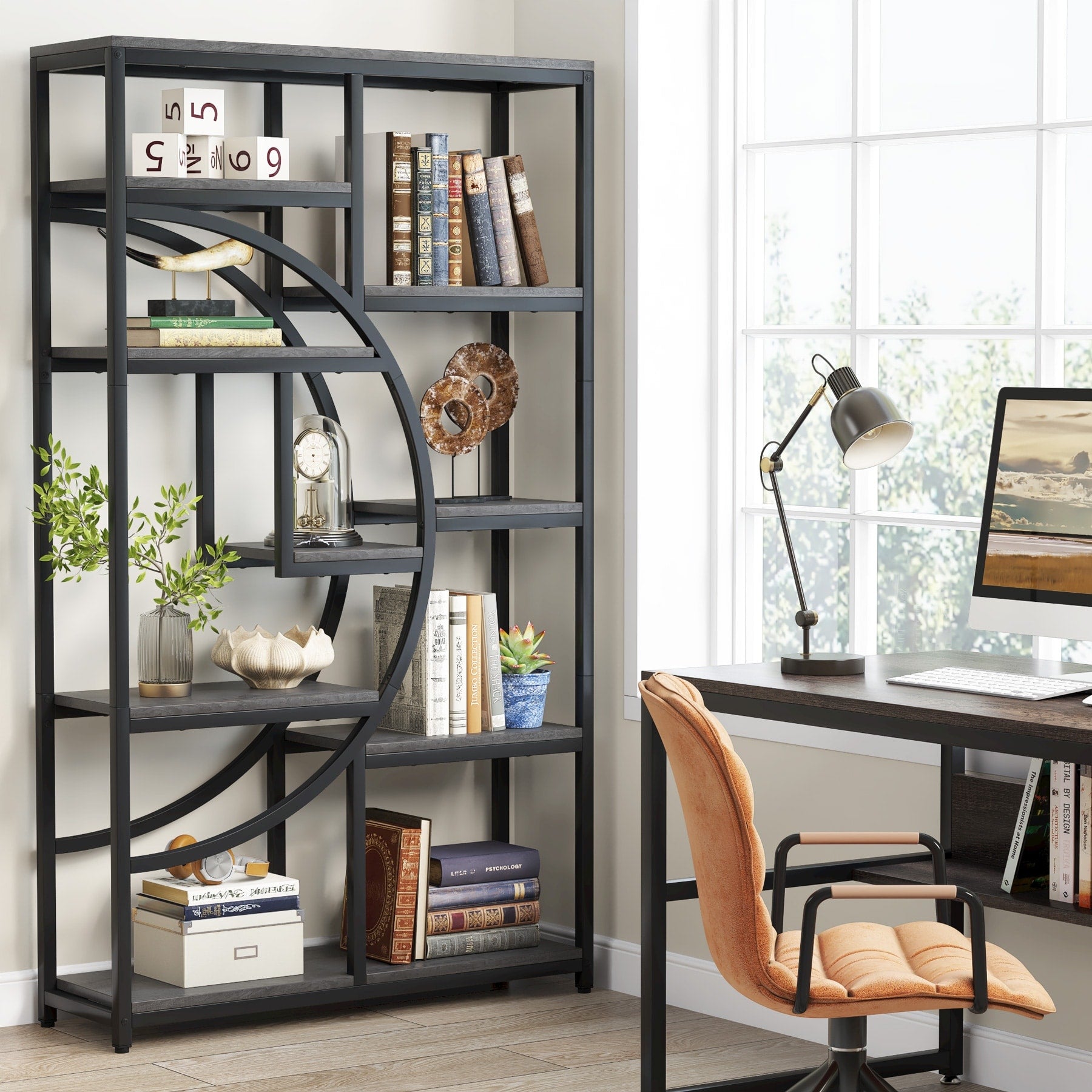 Étagère industrielle à 5 niveaux pour chambre, salon, bureau à domicile