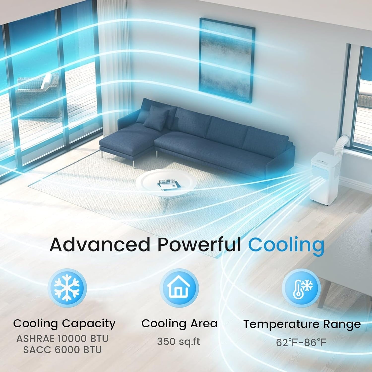 Climatiseurs portables 3-en-1 Bossin 8000 BTU (Ashrae), 5000 BTU (SACC) avec télécommande, climatiseur portable silencieux pour pièce - 880 V
