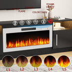 Meuble TV Bossin 70 avec cheminée électrique 36 pouces, compatible avec les téléviseurs jusqu'à 80 pouces, éclairage LED 16 couleurs/centre multimédia