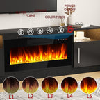 Meuble TV Bossin 70 avec cheminée électrique 36 pouces, compatible avec les téléviseurs jusqu'à 80 pouces, éclairage LED 16 couleurs/centre multimédia