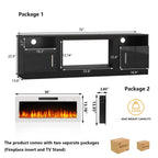 Meuble TV Bossin 70 avec cheminée électrique 36 pouces, compatible avec les téléviseurs jusqu'à 80 pouces, éclairage LED 16 couleurs/centre multimédia