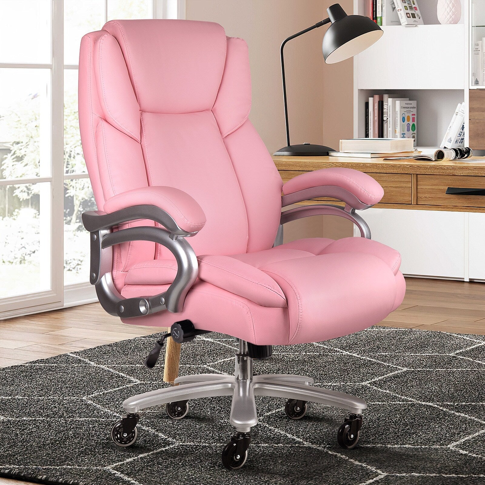 Fauteuil de bureau Bossin pour grandes et moyennes tailles, support lombaire réglable jusqu'à 227 kg, fauteuil ergonomique avec dossier haut en cuir PU pour ordinateur