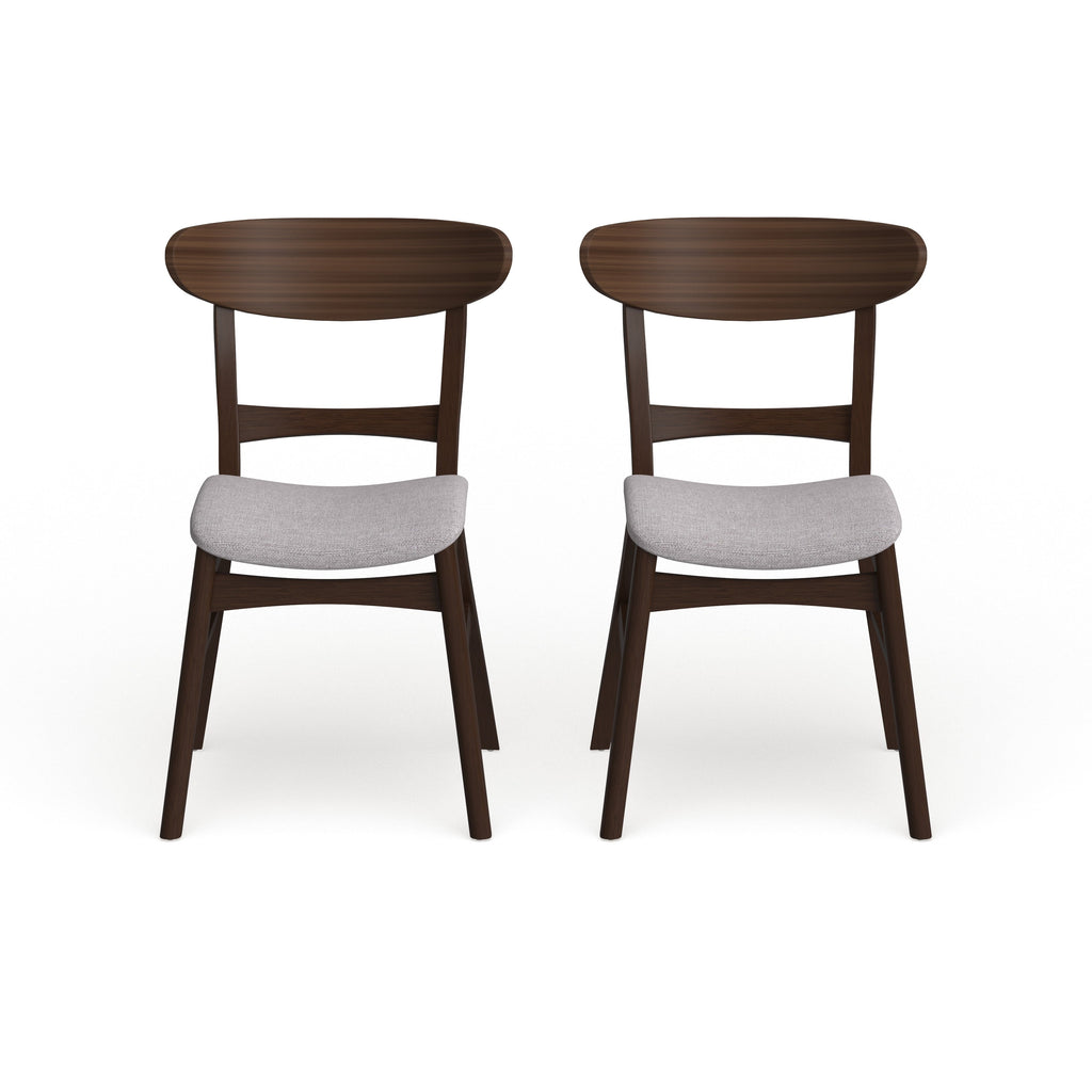 Chaises de salle à manger Abrielle en bois d'hévéa, style moderne du milieu du siècle (lot de 2), par Christopher Knight Home