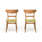 Chaises de salle à manger Abrielle en bois d'hévéa, style moderne du milieu du siècle (lot de 2), par Christopher Knight Home
