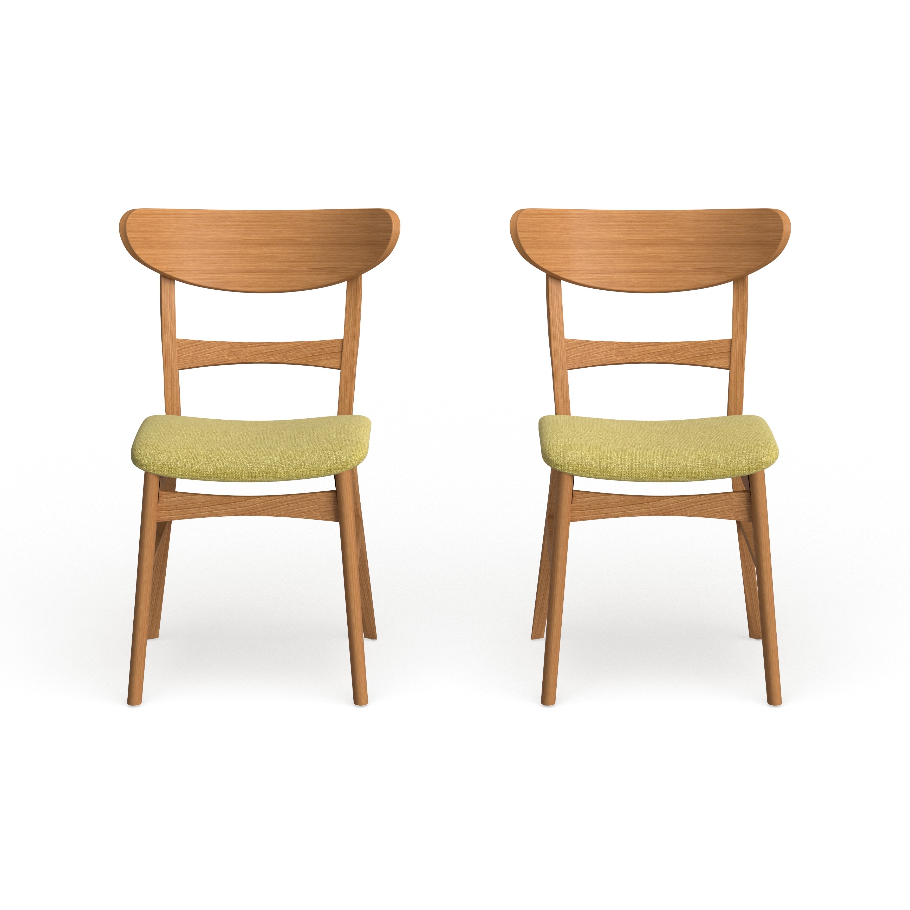 Chaises de salle à manger Abrielle en bois d'hévéa, style moderne du milieu du siècle (lot de 2), par Christopher Knight Home