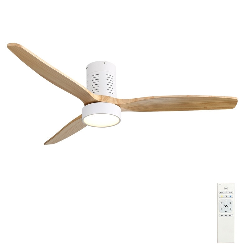 Ventilateur de plafond encastré de style campagnard de 132 cm (52 ​​pouces) avec lumière et télécommande, moteur CC réversible