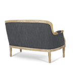 Charcoal Wood Loveseat Sofa with Rubber Wood Frame