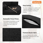 Chenille Accent Barrel Chair Lounge Chair, Round Sofa Chair Armchair with 360-Degree Swivel Base and 3 Removable Pillows