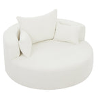 Chenille Accent Barrel Chair Lounge Chair, Round Sofa Chair Armchair with 360-Degree Swivel Base and 3 Removable Pillows