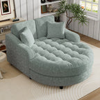 Chenille Chaise Lounge Sofa Bed, Upholstered Sofa Couch with Tufted Backrest and 2 Detachable Pillows for Living Room