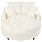 Chenille Chaise Lounge Sofa Bed, Upholstered Sofa Couch with Tufted Backrest and 2 Detachable Pillows for Living Room