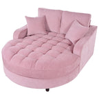 Chenille Chaise Lounge Sofa Bed, Upholstered Sofa Couch with Tufted Backrest and 2 Detachable Pillows for Living Room