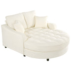 Chenille Chaise Lounge Sofa Bed, Upholstered Sofa Couch with Tufted Backrest and 2 Detachable Pillows for Living Room