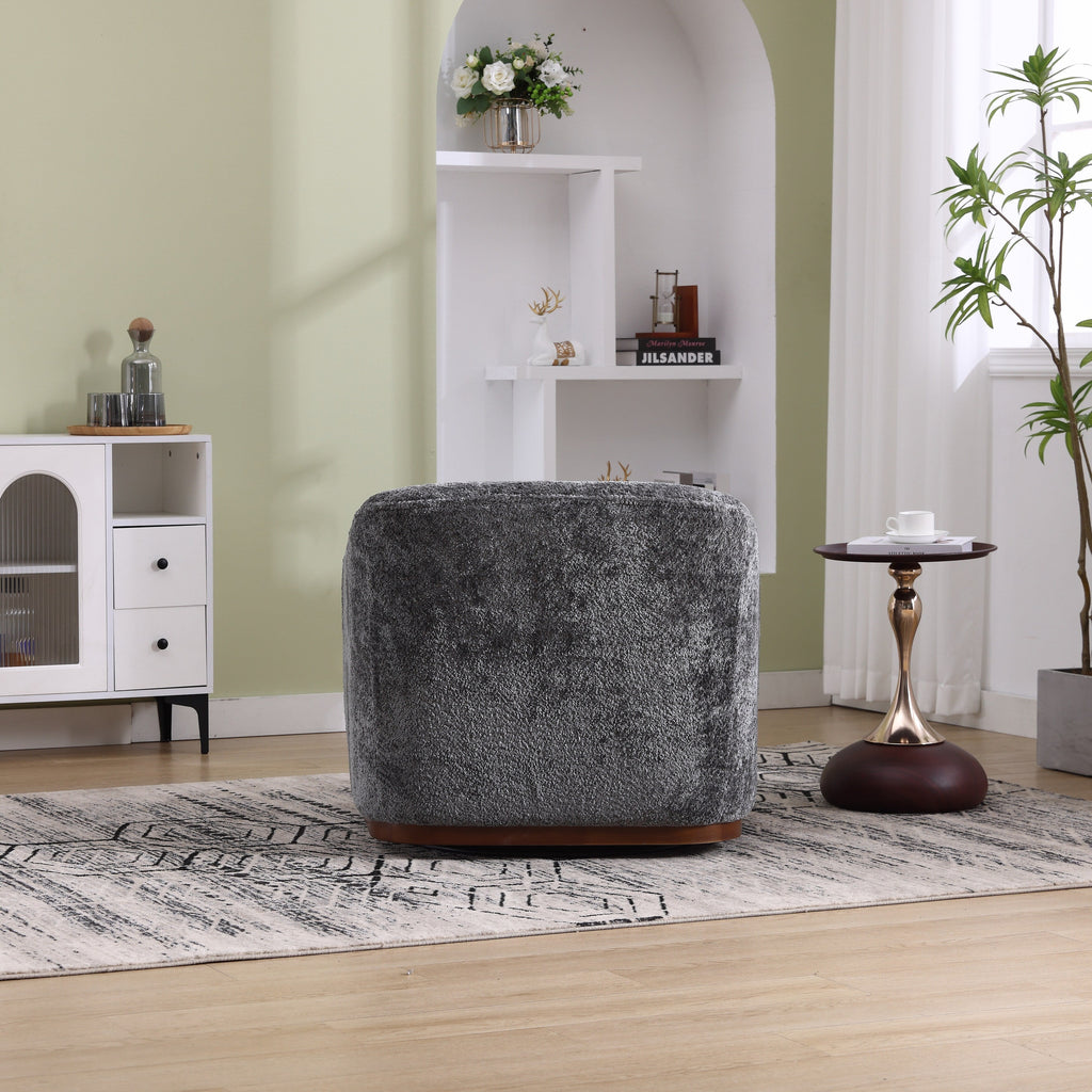Chenille Swivel Barrel Chair, 360-Degree Comfy Accent Sofa for Living Room, Bedroom, and Study with Removable Cushion