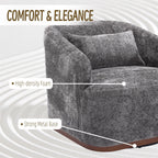 Chenille Swivel Barrel Chair, 360-Degree Comfy Accent Sofa for Living Room, Bedroom, and Study with Removable Cushion