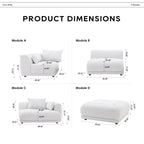 Cloud Modular Sofa Sectional 144 with Ottoman - Plush Chenille Fabric Living Room Couch