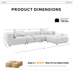 Cloud Modular Sofa Sectional 144 with Ottoman - Plush Chenille Fabric Living Room Couch