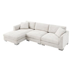 Cloud Sectional Sofa,L-Shaped Luxury Couch Set With 2 Free Pillows,4-Seat Chenille Indoor Furniture With Oversized Chaise