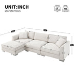 Cloud Sectional Sofa,L-Shaped Luxury Couch Set With 2 Free Pillows,4-Seat Chenille Indoor Furniture With Oversized Chaise