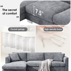 Cloud Sectional Sofa,L-Shaped Luxury Couch Set With 2 Free Pillows,4-Seat Chenille Indoor Furniture With Oversized Chaise