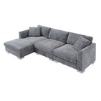 Cloud Sectional Sofa,L-Shaped Luxury Couch Set With 2 Free Pillows,4-Seat Chenille Indoor Furniture With Oversized Chaise