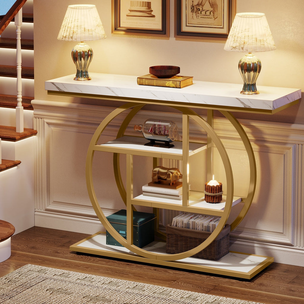 Console d'entrée, table basse industrielle à 4 niveaux à placer derrière le canapé