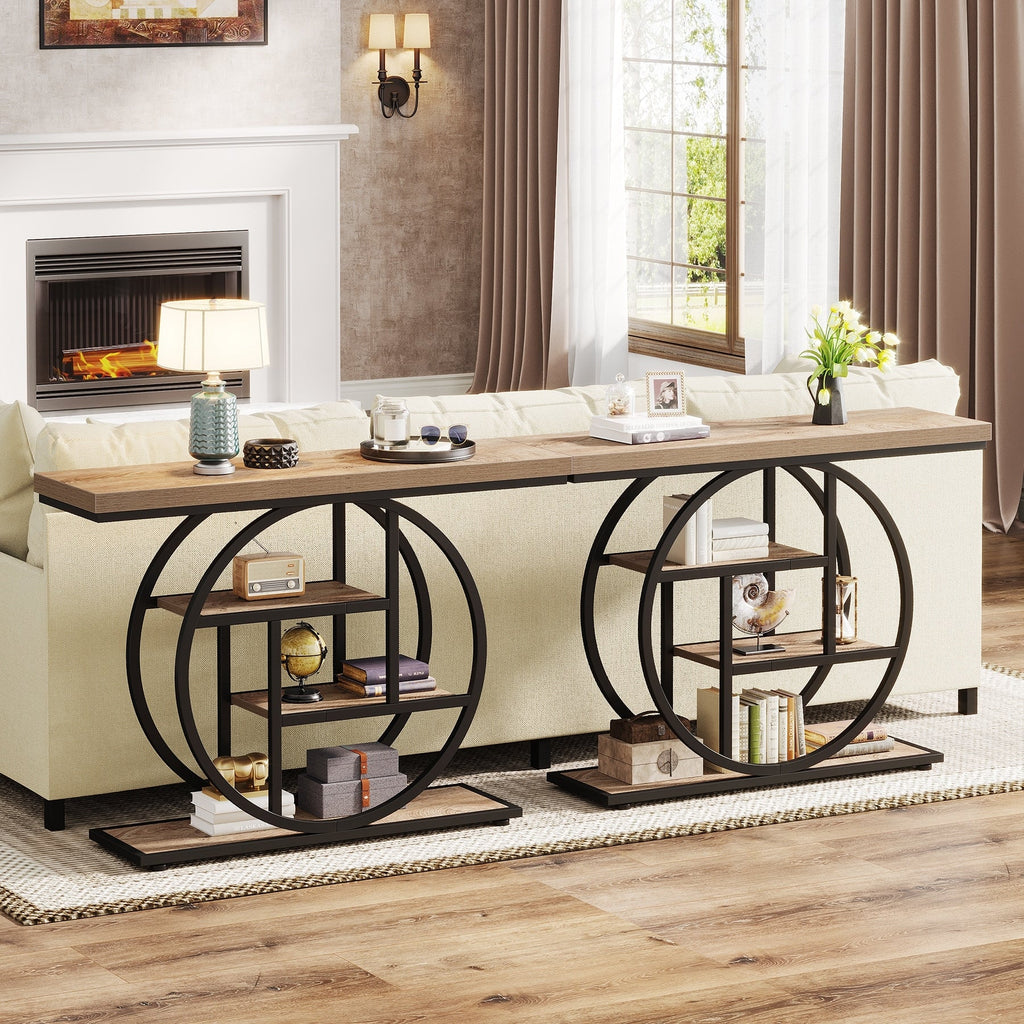 Console d'entrée, table basse industrielle à 4 niveaux à placer derrière le canapé