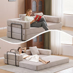Convertible Floor Sofa Bed with Pillow Back Chenille Fabric for Living Room Bedroom