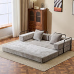 Convertible Floor Sofa Bed with Pillow Back Chenille Fabric for Living Room Bedroom